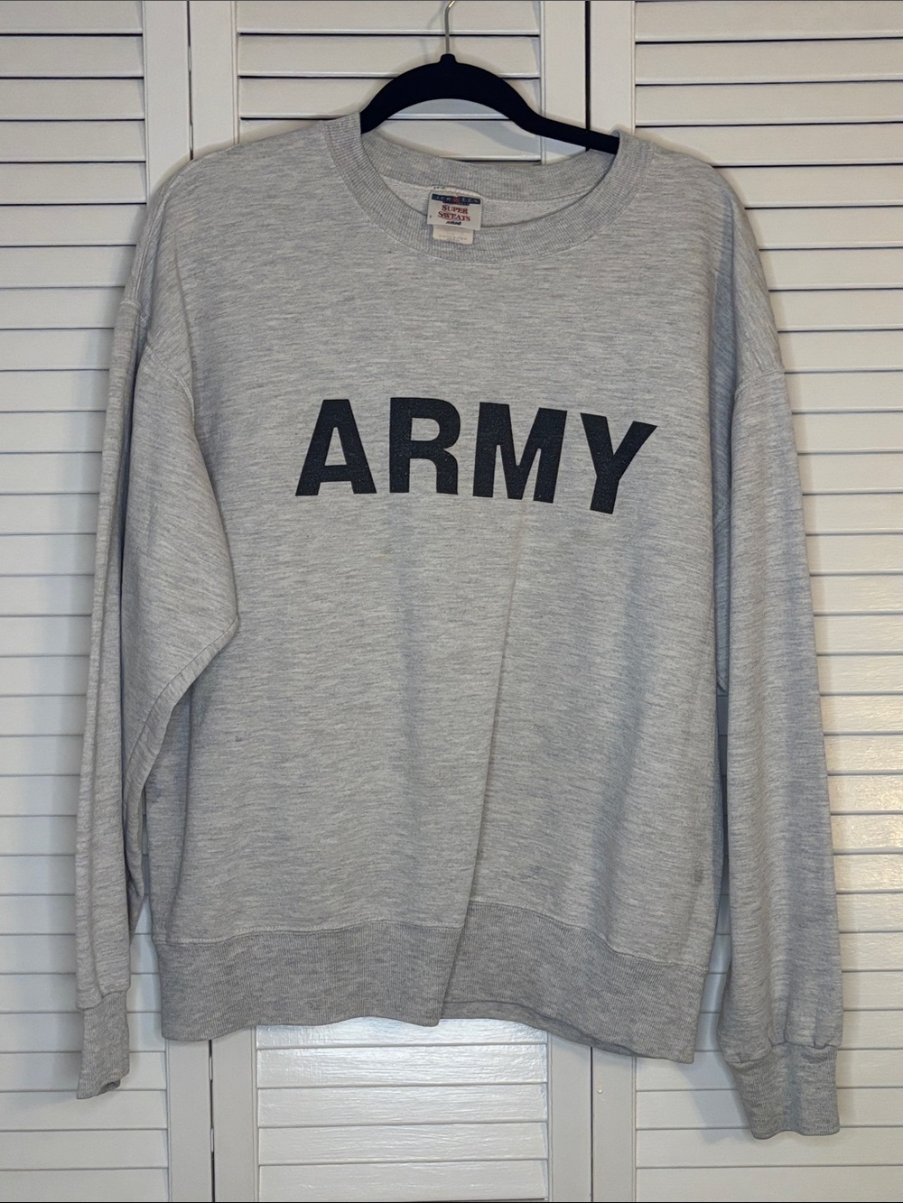 Vintage Jerzees ARMY Gray Crewneck Sweatshirt L